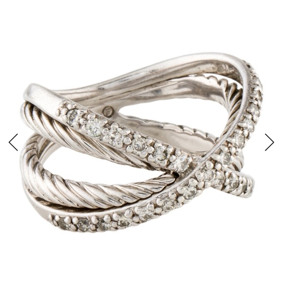 David Yurman Diamond Cable X Crossover Ring - Picture 1 of 10